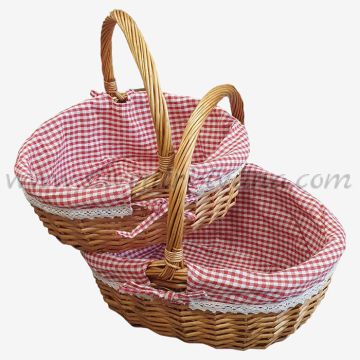 Плетени кошници с текстилно покритие, комплект 2 броя