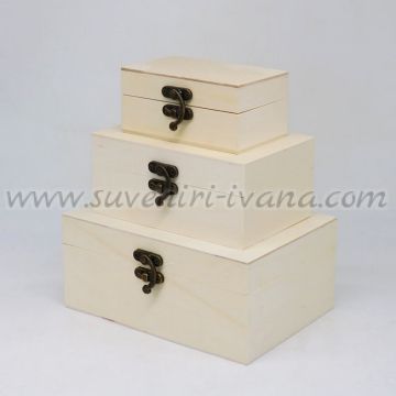 Дървени кутии за декупаж, комплект три броя