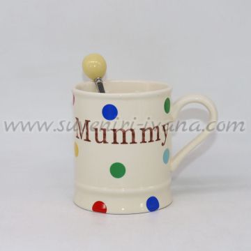 чаша „Mummy“ с цветни точки и лъжичка