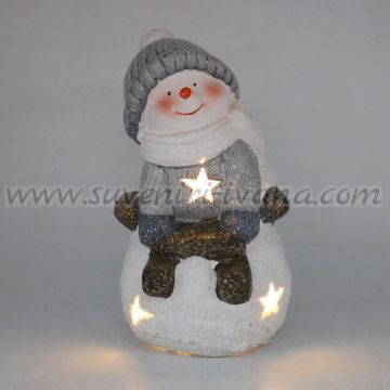 светеща коледна фигурка снежен човек с LED лампичка