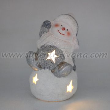 светеща коледна фигурка снежен човек с LED лампичка