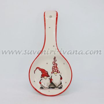 керамична поставка за лъжица с коледен гном