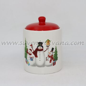 коледен буркан снежни човеци с капак