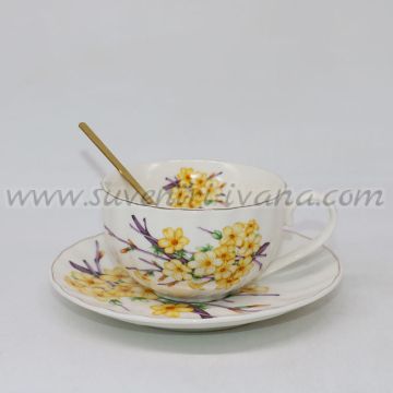 порцеланов комплект жълти цветя