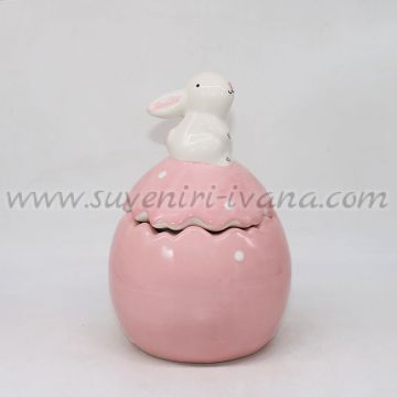 великденско порцеланово бурканче със зайче във формата на яйце