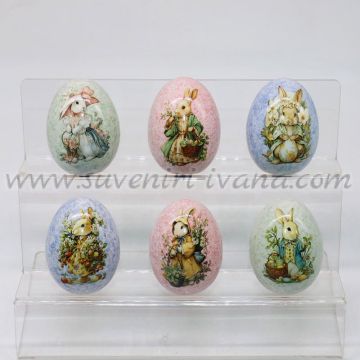 керамично великденско яйце с илюстрация на зайче
