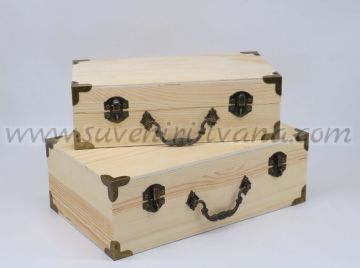 комплект дървени кутии куфар за декупаж и декорация