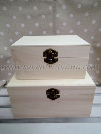 Дървени кутии натурални, комплект 2 броя голяма 17,5 х 13,0 х 9,5 см. малка 14,5 х 10,0 х 7,5 см.