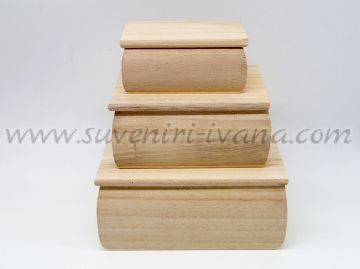 Дървени кутии натурални, комплект 3 броя голяма 16,0 х 7,5 х 12,0 см. средна 13,0 х 6,0 х 9,0 см. малка 10,0 х 4,5 х 6,0 см.