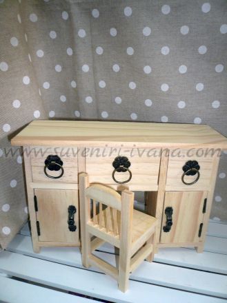 Комплект дървено бюро със столче