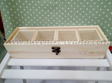 Дървена кутия за принадлежности, натурална, комплект 5 броя