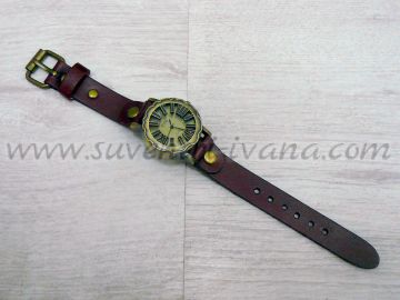 Винтидж часовник за ръка с каишка от естествена кожа