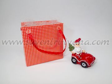 Декоративна фигурка дядо Коледа с елха на количка