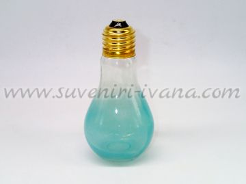 Стъклена бутилка-електрическа крушка, синя