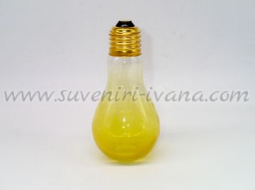 Стъклена бутилка-електрическа крушка, жълта