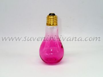 Стъклена бутилка-електрическа крушка, розова