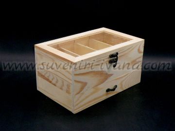Дървена кутия за принадлежности с чекмедже