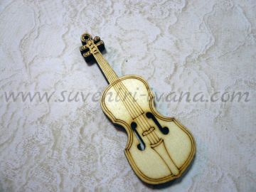 Дървен елемент за декорация цигулка 5,5 см