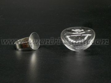 Метална основа за пръстен със стъклена полусфера