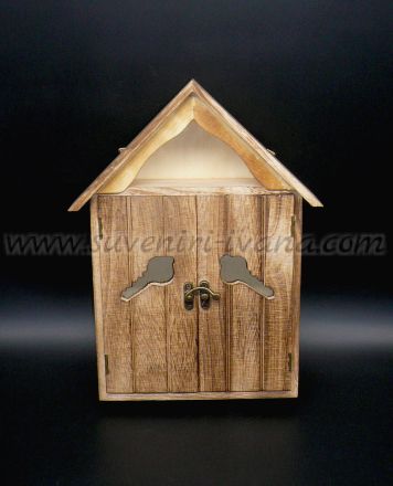 Дървена кутия за ключове с формата на къщичка