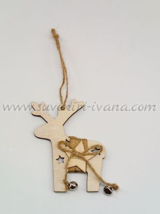 Коледна играчка за украса-еленче с ръчна декорация