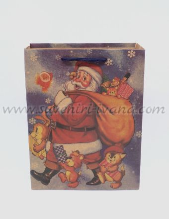 Коледна торбичка за подаръци с дядо Коледа 19,0 х 8,0 х 24,5 см