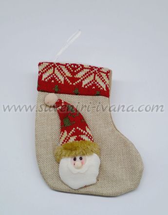 Коледно чорапче за закачане с дядо Коледа