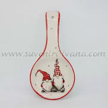 керамична поставка за лъжица с коледен гном