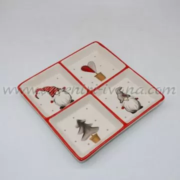 коледно керамично плато с 4 отделения