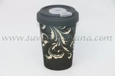 бамбукова еко чаша с флорални мотиви