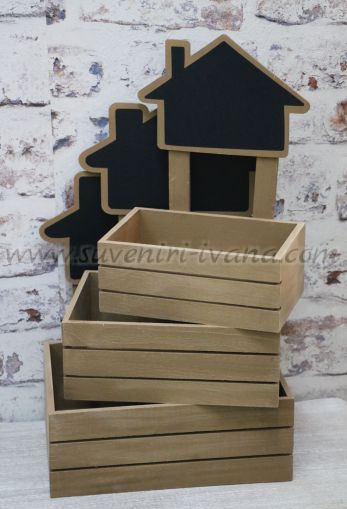 дървени касетки с табелка къщичка