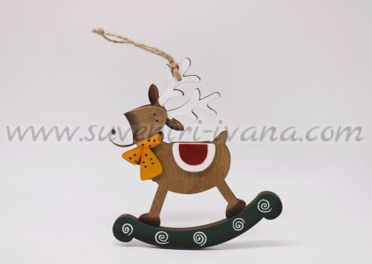 коледна дървена играчка еленче-люлка