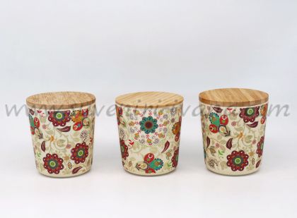 комплект бамбукови чаши с дървени капачета