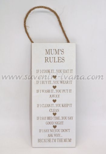 дървена табелка правилата на мама