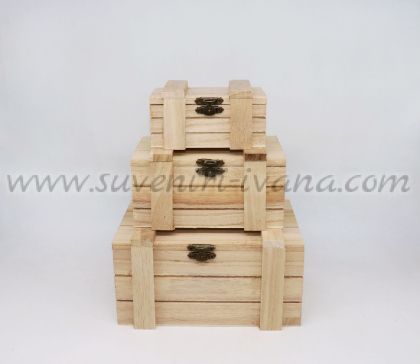 комплект дървени кутии за декупаж с формата на сандък