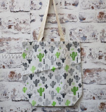 чанта от текстил с десен кактуси