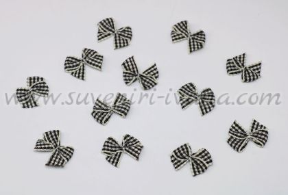 карирани панделки за декорация черно и бяло 2,2 см.