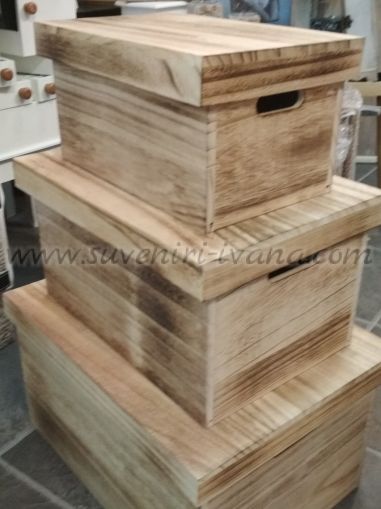 Дървени кутии за съхранение, комплект 3 броя