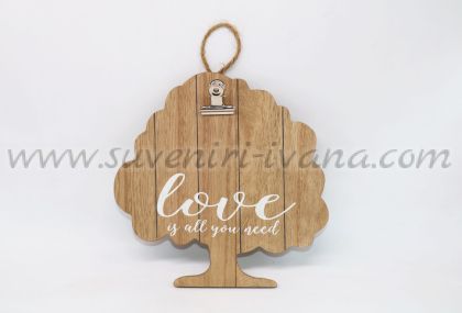 дървена декоративна табелка с щипка за бележки