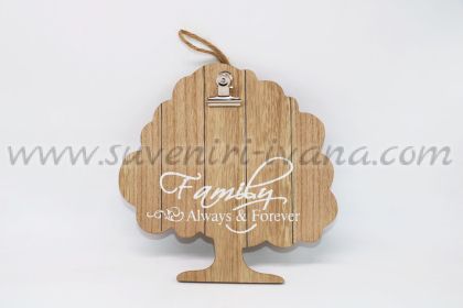 декоративна табелка с формата на дърво с щипка за бележки
