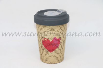 бамбукова еко чаша с картинка сърце