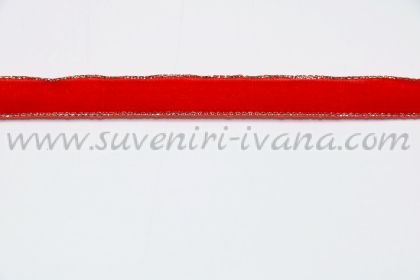 червена кадифена лента за декорация ширина 10 мм