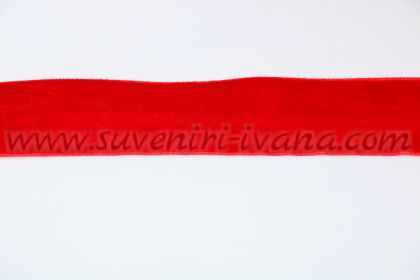 червена кадифена лента за декорация ширина 25 мм