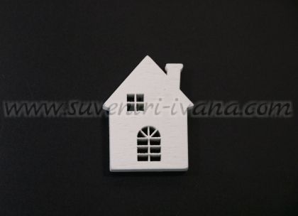 бяла дървена къщичка за декорация 4 см