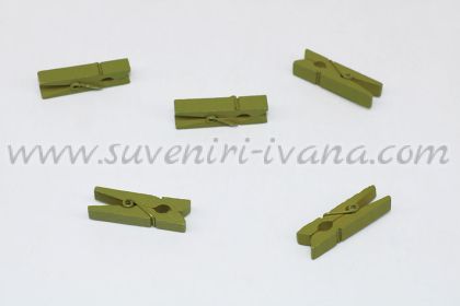 зелени дървени щипки за декорация 3,5 см