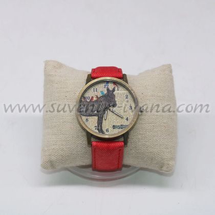 часовник за ръка със зебра на циферблата