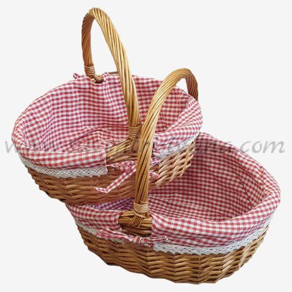 плетени кошници с текстилно покритие комплект 2 броя