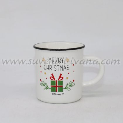 малка коледна чашка за кафе Merry Christmas - коледен подарък