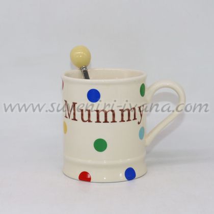 чаша „Mummy“ с цветни точки и лъжичка