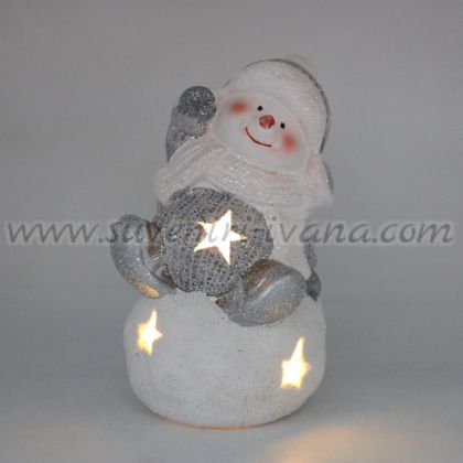 светеща коледна фигурка снежен човек с LED лампичка